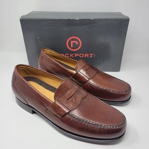 Rockport Men's Owen Penny Loafer Brown Chili Slip On Size 13M New